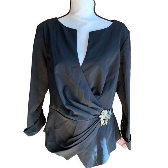Tadashi Shoji Elegant Twist Front Jeweled Top, Sz. 14, EUC - Picture 1 of 12